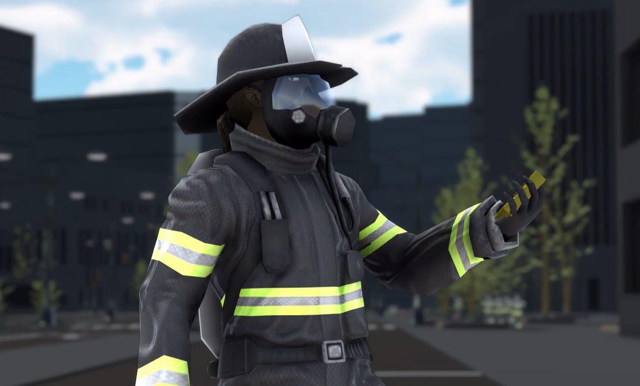 A video screenshot of a first responder uses technology to determine the amount of radiation is present.